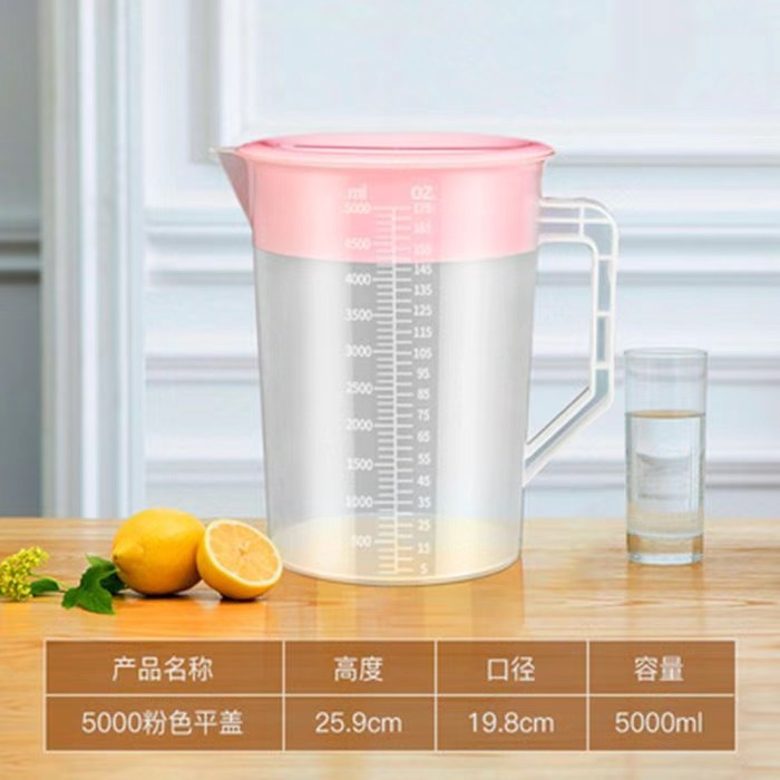 Botella de agua fría de plástico gran capacidad con escala para té y bebidas comerciales