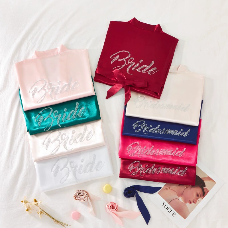 2025 новый ледяной шелк невесты подружка невесты вышитая свадебная утренняя одежда тонкий продвинутый смысл утренняя одежда свадебная пижама