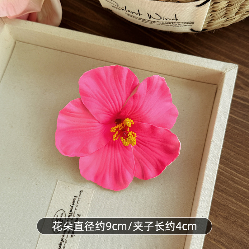 氛围感海边度假风仿真扶桑花发夹女波西米亚鸡蛋花朵发饰侧边头饰|undefined