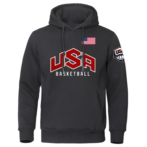 USA Basketballer Printed Sports Hoodie Men Warm Full Sleeve