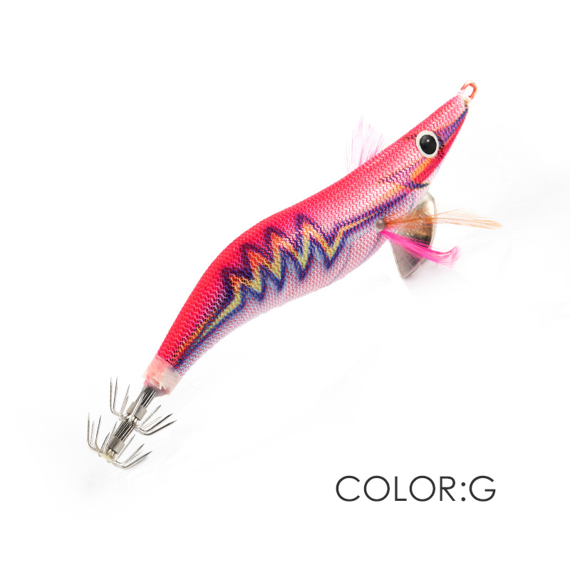 LT130818 Luya madera Camarón luminoso falso cebo rayo patrón 3D simulación ojo pulpo cebo