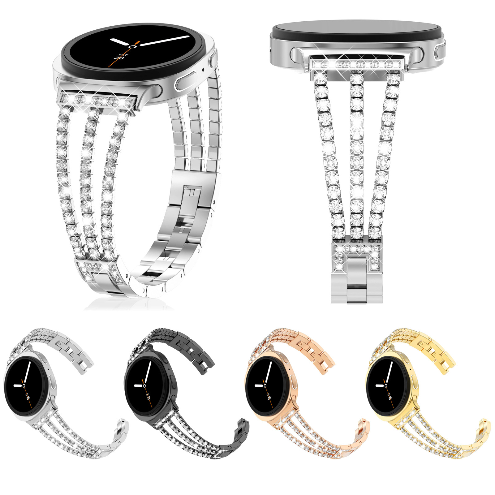 Suitable for Samsung Watch Strap Galaxy Watch8 Crystal Chain Jewelry Buckle Women's Watch Strap 2025 New Style