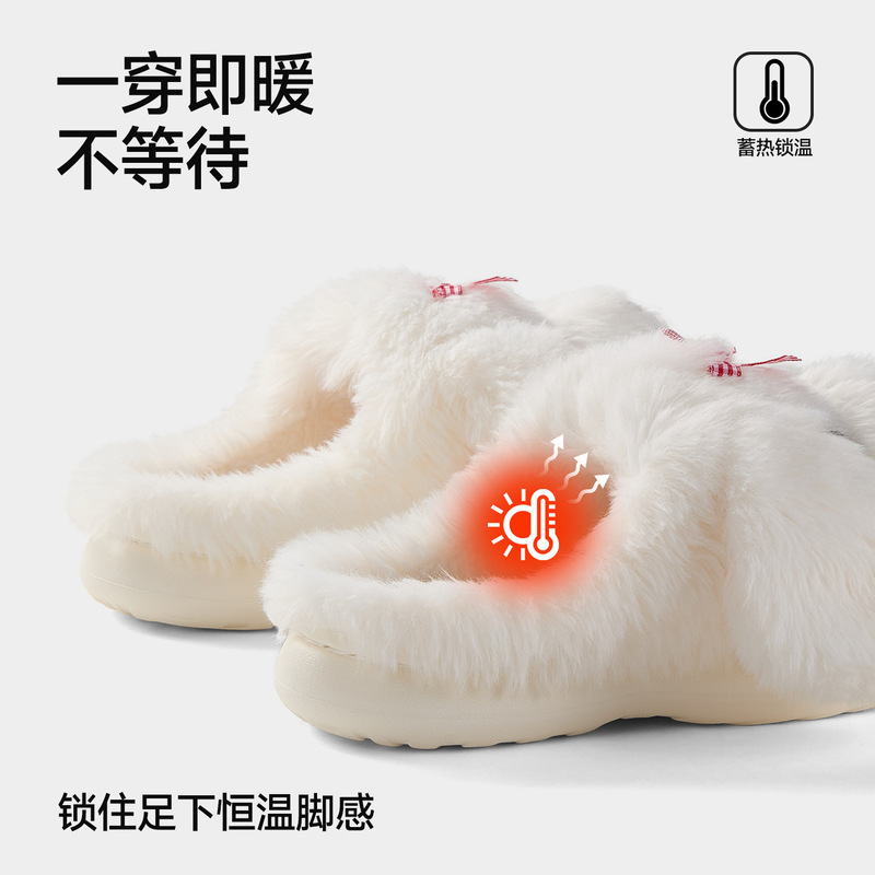 南波万可爱少女心卡通小狗毛毛棉拖鞋女秋冬季外穿居家半拖鞋批发|undefined