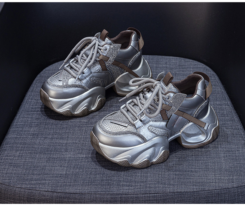 Giày sneaker nữ đế dày platform tăng chiều cao phong cách thể thao thời trang xuân hè 2026 — M2707 màu chì, M2707 màu be, M2707 màu đen chi tiết 21