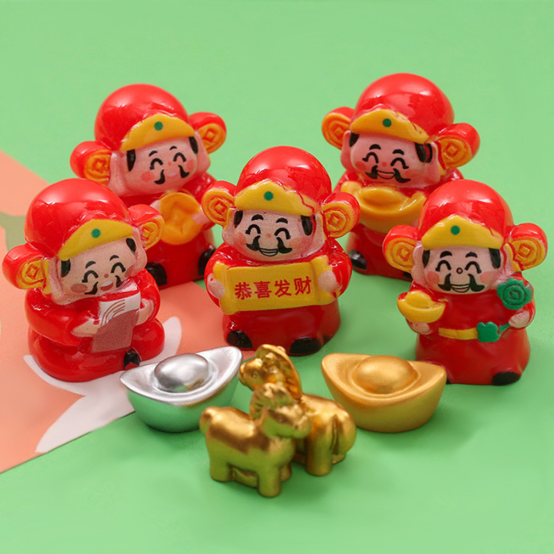 新年立体财神金元宝树脂配饰 diy钥匙扣挂件车载桌面摆件盲袋玩具