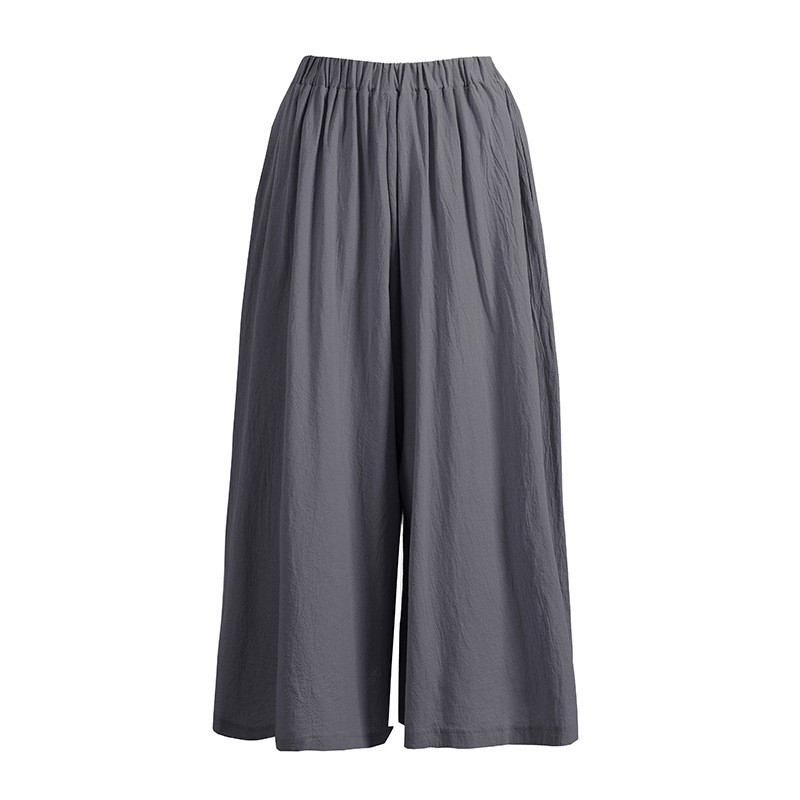 210g Weight Full Length Pants Length Cotton and Linen Fabric Type High Waist Waist Line Wide Leg Pants Pants Type Daily Occasion Comfort Function Loose Version Solid Color Pattern Summer, Spring, Autumn Season Women's Gender Pleated Design Simple Style Style Simple Style Solid Color Pants Cotton And Linen Pleated Wide Leg Pants Bottoms