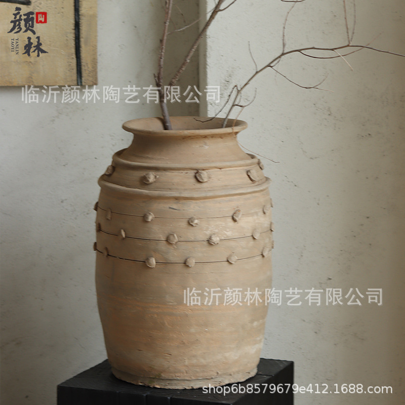 Ornamentación de vasijas de flores de viento tranquilo, vasijas de cerámica antiguas hechas a mano, vasijas de cerámica decorativas blandas, vasijas de flores secas, vasijas de cerámica decorativas residenciales