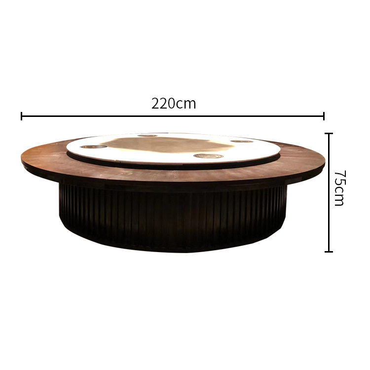 Mesa de comedor eléctrica de 2,2 m 12-14 personas con mesa giratoria de 1,4 m