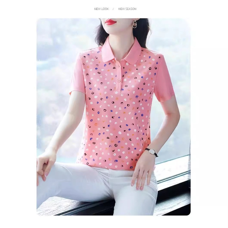 Mom's Polo Collar Short Sleeve T-Shirt Women's 2025 Summer New Lapel Casual Fashion Age-Reducing Sports Top Trendy Mom's Polo Collar Short Sleeve T-Shirt Women's 2025 Summer New Lapel Casual Fashion Age-Reducing Sports Top Trendy