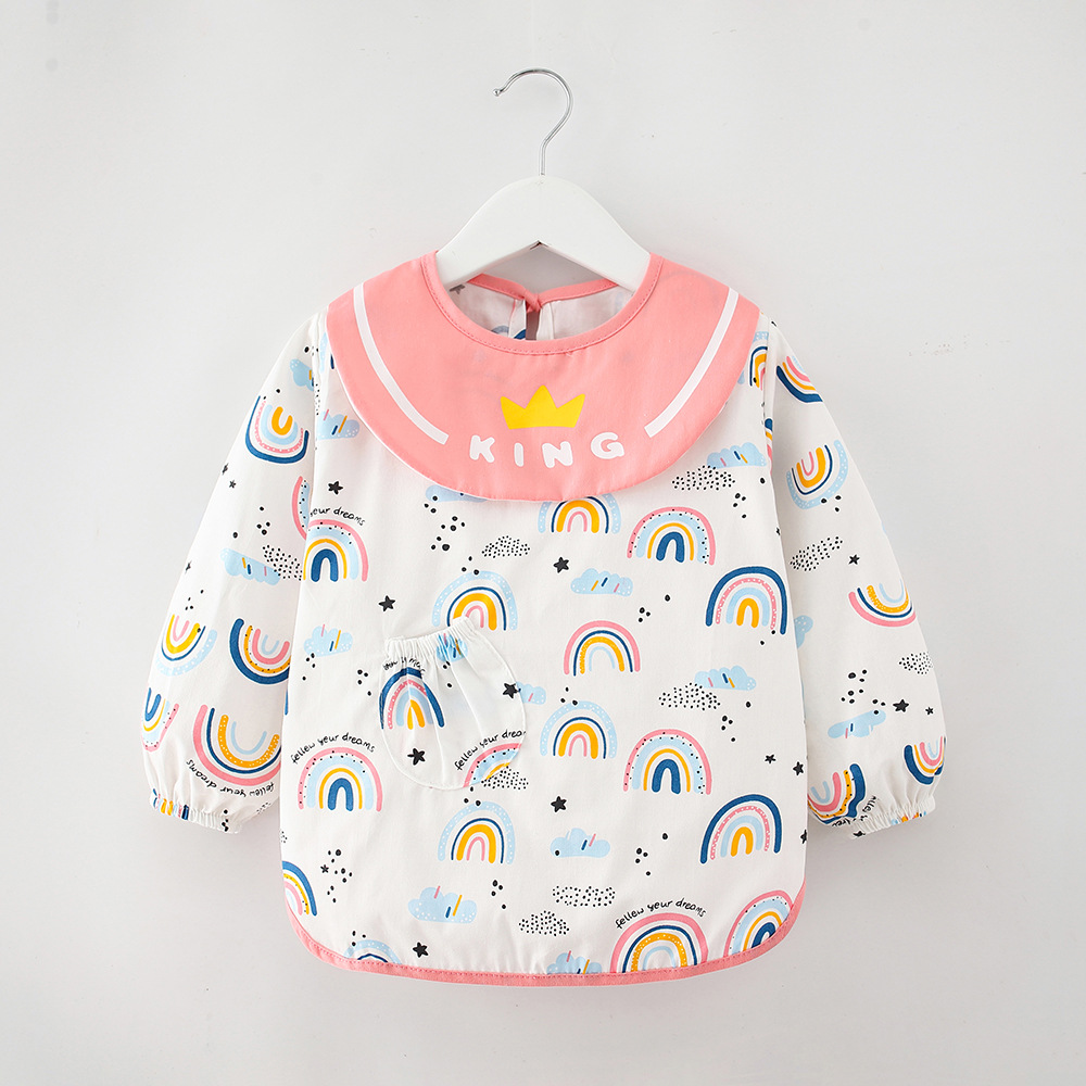 Abrigo de algodón puro para niños impermeable otoño e invierno Bebé de manga larga bebé anti-vestirse comer ropa protectora delantal blusa Nuevo
