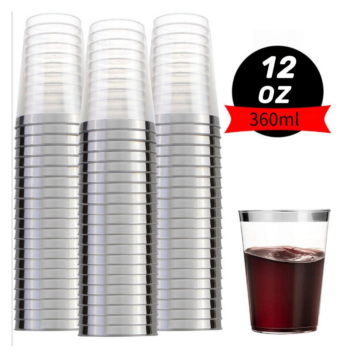 12OZ/360ml 실버 림 컵 1개