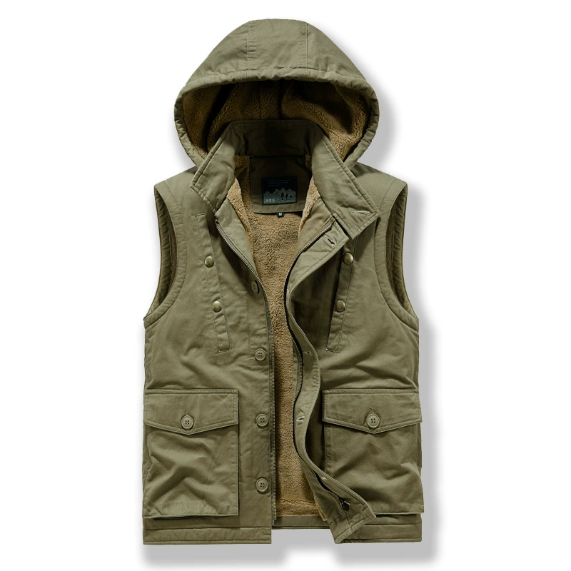 Трансграничная зима, новый инструментальный жилет с капюшоном, мужская куртка с хлопковой подкладкой, куртка с хлопковой подкладкой Amazon, свободная куртка с хлопковой подкладкой, куртка с хлопковой подкладкой на флисовой подкладке