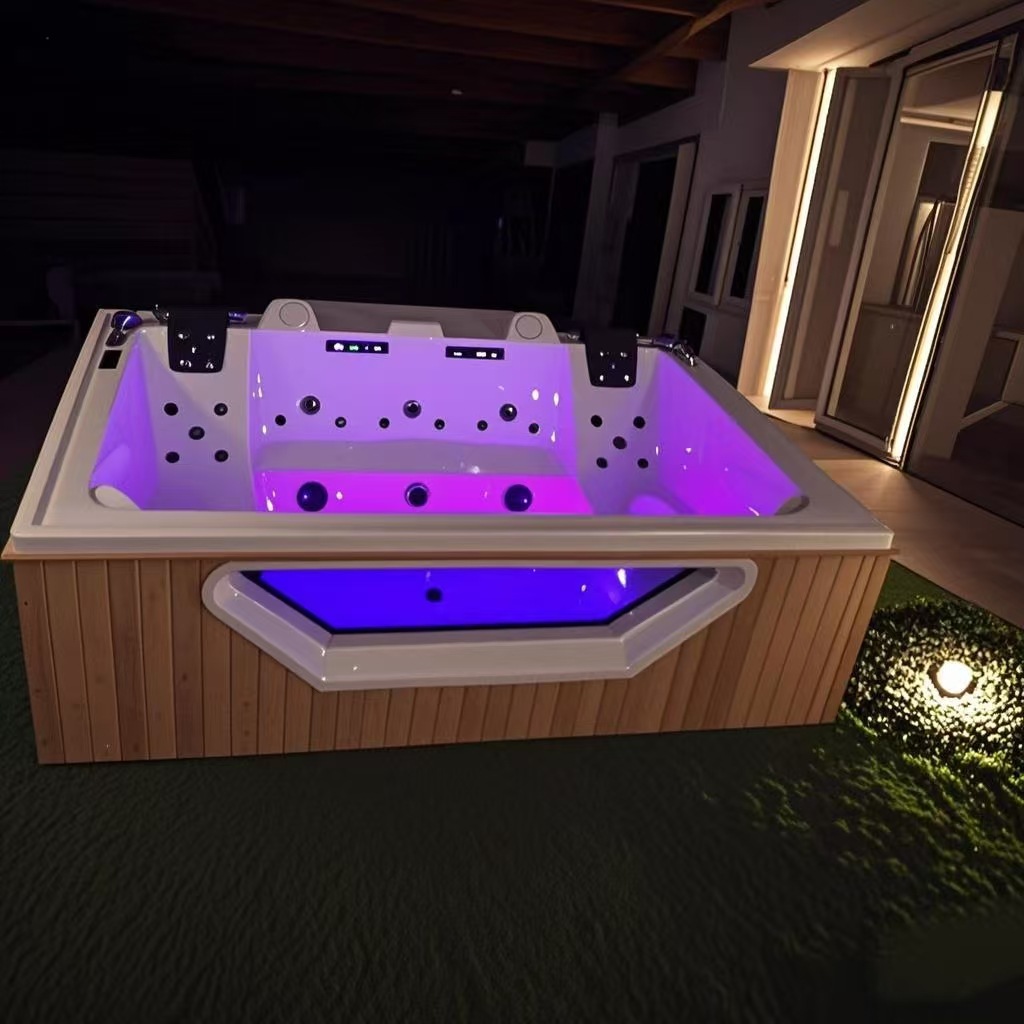 bañera de hidromasaje acrílica al aire libre jacuzzi2.9m gran vidrio bañera spa al aire libre gran piscina villa bañera