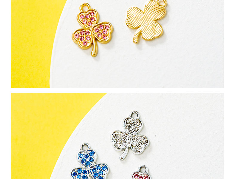 10 PCS/Package Alloy Rhinestones Shamrock Pendant Simple Style display picture 2