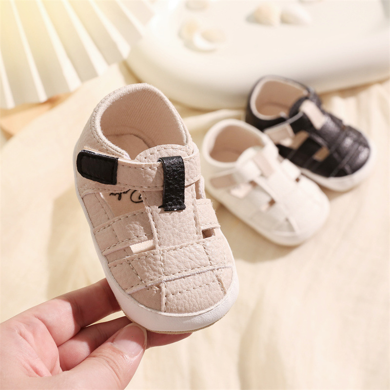 Breathable cool PU leather 0-1 year old baby toddler sandals summer new foreign trade soft bottom non-slip babyshoes