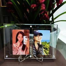 现货亚克力二连凹槽卡砖明星球星爱豆应援游戏王卡展示强磁吸附款