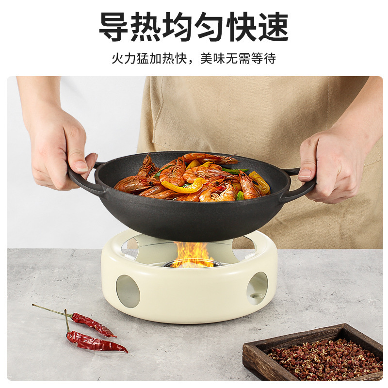 商用鋳鉄の小さい炒め鍋の乾燥鍋の鍋はホテルの専用の鍋の子のアルコールの中国式の復古の明炉の特色の保温炉を備えます。|undefined