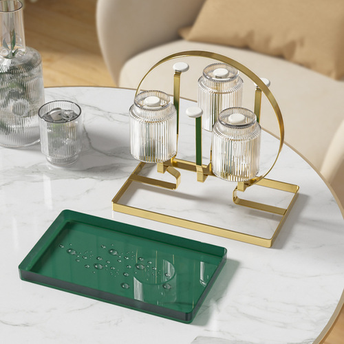 Light luxury iron drain cup holder for home use Portable water cup holder with tray cup holder Living room kitchen cup storage