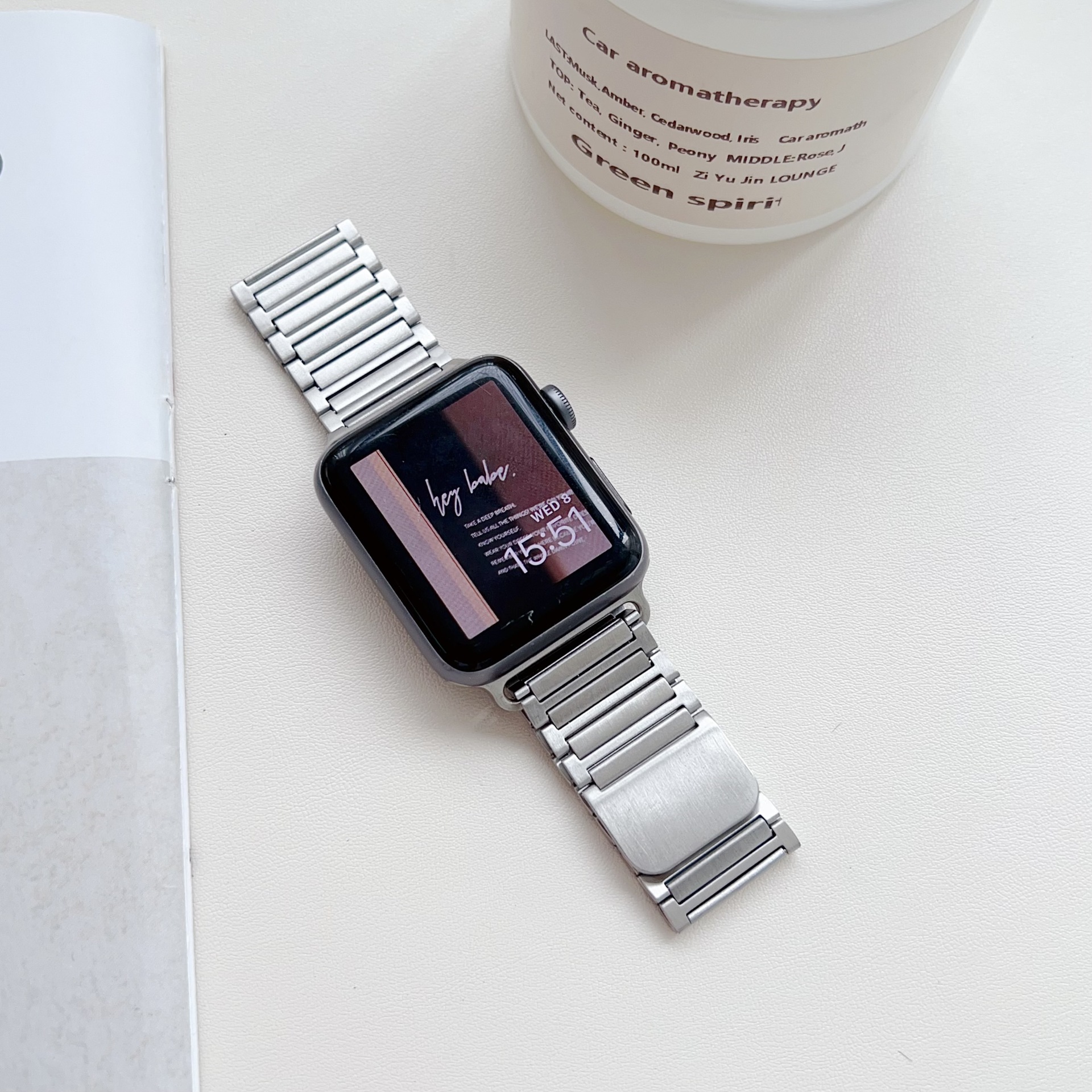 Simple Style Solid Color Stainless Steel IPhone Watch Strap display picture 11