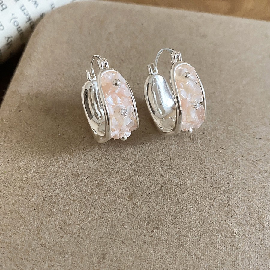 Aguja de plata Corea del Sur diamante Opal flor pendientes diseño fresco Rosa pendientes moda pendientes dulces al por mayor