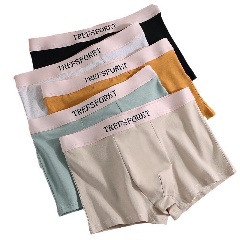 Letter Men's Underwear Fashionable Youth Color Cotton Antibacterial Crotch Breathable Cotton Boys Sports Boxer Shorts 5