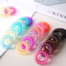 透明糖果色电话线发圈批发韩版高弹力头绳皮筋简约发绳发饰小大号