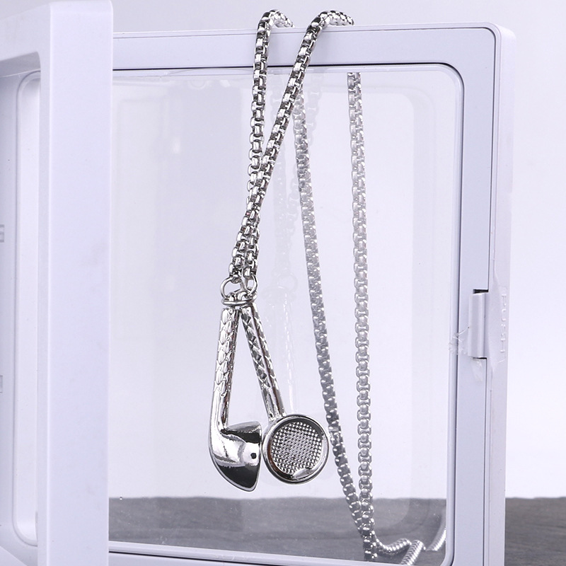 Collana alla moda Hip Street Hip-hop Star con cuffie in acciaio inossidabile Ins Style Personality Collar Pendant Accessories_voghion.com