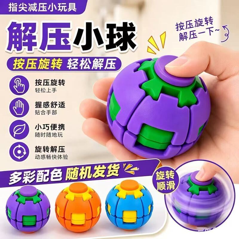 Cross-Border Hot-Selling Stress-Relief Rotating Ball, Portable Press-And-Transform Educational Toy, Office Boredom-Relief and Stress-Relief Toy
