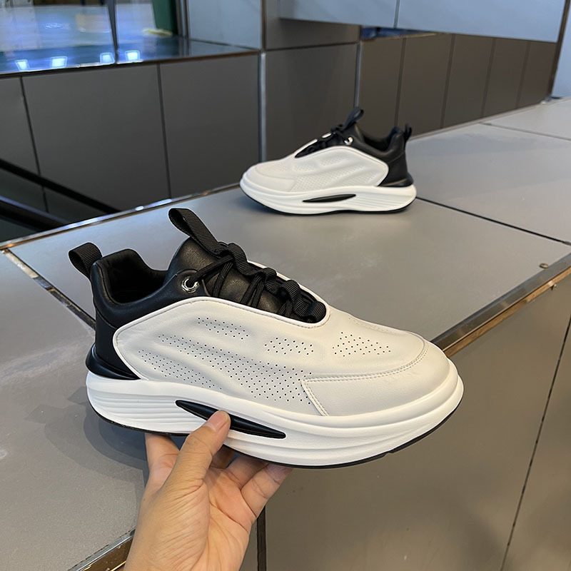 Papa 2024 automne nouveau cuir respirant sport décontracté Net rouge semelle épaisse rehaussé petites chaussures blanches_voghion.com