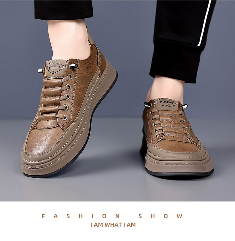 Giày sneaker nam cổ thấp dáng thường ngày, mũi tròn, đế cao su chống trượt, gót thấp 1–3 cm — Màu nâu, Màu đen chi tiết 15