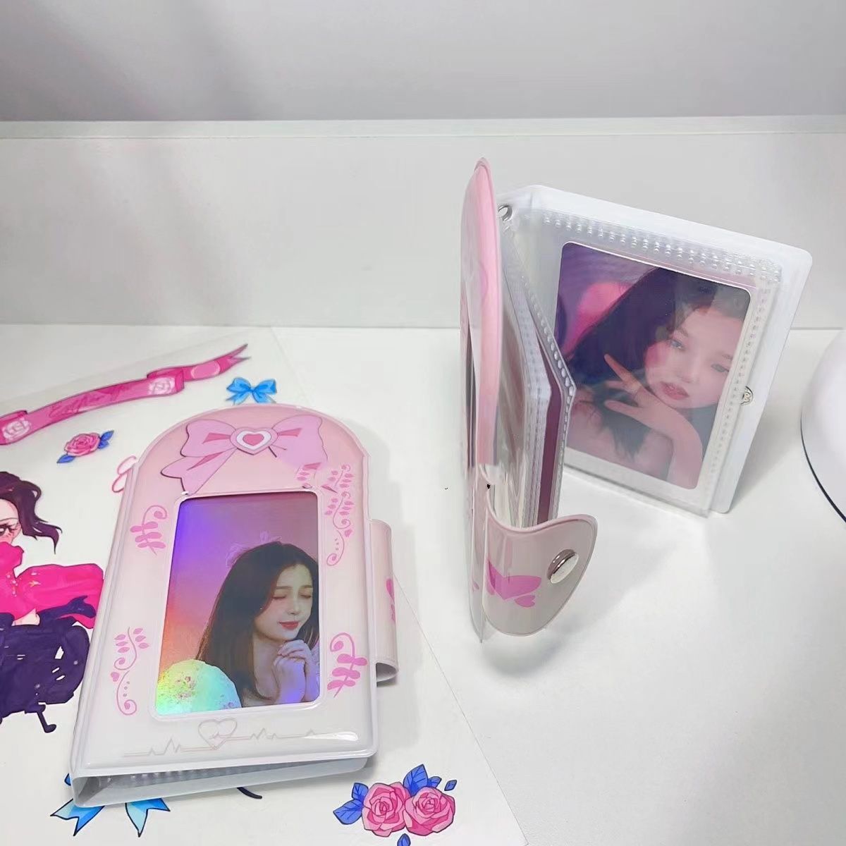 핑크 활 카드 책