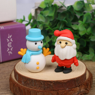 Cute Cartoon Santa Claus Snowman Christmas Tree 3D Shape Eraser Wholesale Children Prize Gift