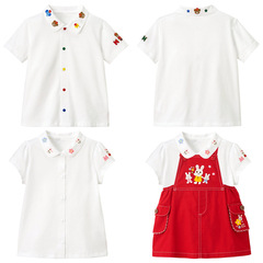 miki童裝 夏季新款男女童卡通熊兔動物刺繡短袖襯衣內搭代發