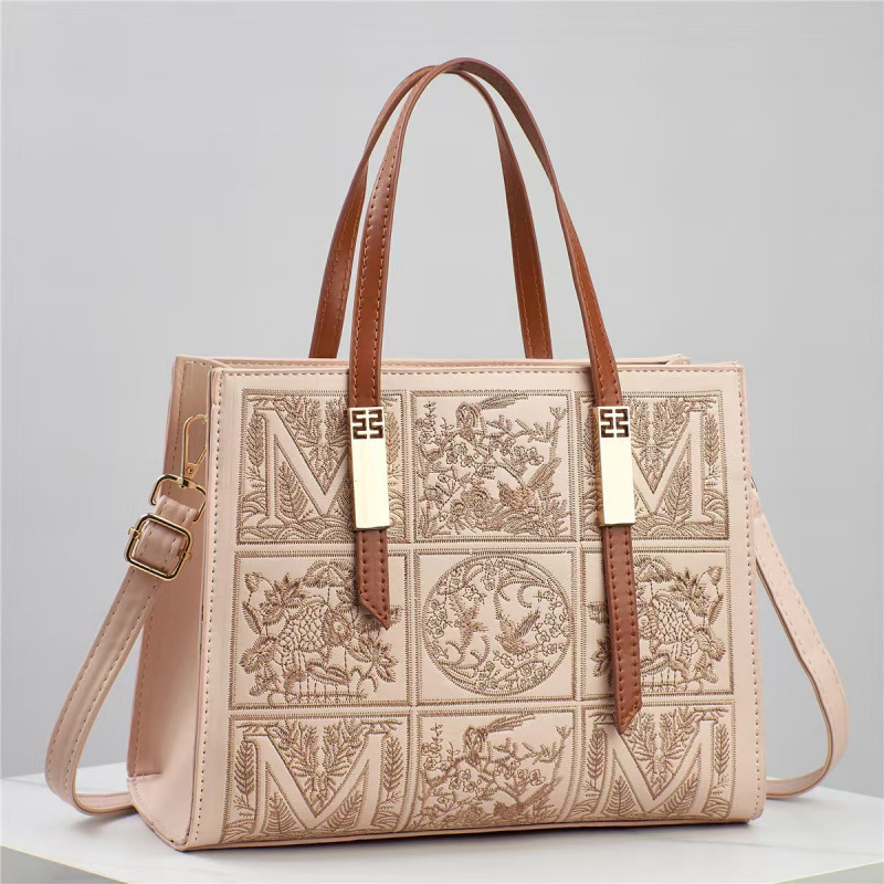 Bolsos bordados de estilo nacional, bolsos de hombro, bolsos de mochila, moda de 2025 nuevas bolsas de madres, bolsas simples