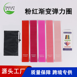 Pink Gradient 5-Piece Set Tpe Resistance Band Factory Cross-Border Source Supply Yoga Elastic Band Leg Fitness Band