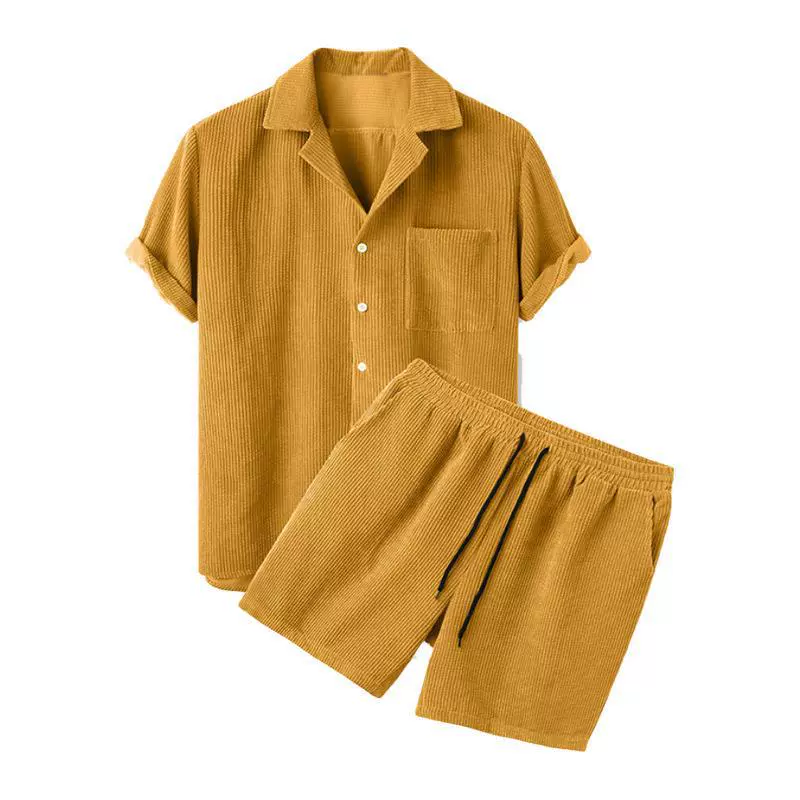 Летний однотонный дорогир костюм для отдыха, рубашка, комплект, (Cross-border trading)