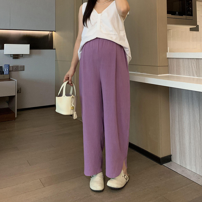 Maternity Fashion Wide-Leg Pants, Summer Thin Style, Outerwear Linen Workwear Wide-Leg Pants, New Cropped Yamamoto Pants