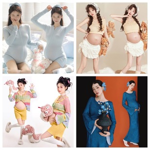 New Photo Studio Simple Style Advanced Sense Pregnant Women Photograph New Year Theme Pregnant Mommy Big Belly Photograph Clothing