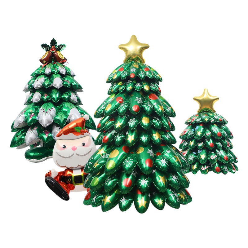 Nuevo en stock accesorios de decoración navideña globo de juguete 4D tridimensional de pie súper grande globo de árbol de Navidad