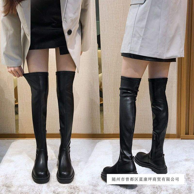 Z Over-The-Knee Boots for Women 2025 Autumn and Winter New Elastic Boots Slimming Look Tall Flats Mid-Heel Thick-Soled Knight Boots Z Over-The-Knee Boots for Women 2025 Autumn and Winter New Elastic Boots Slimming Look Tall Flats Mid-Heel Thick-Soled Knight Boots