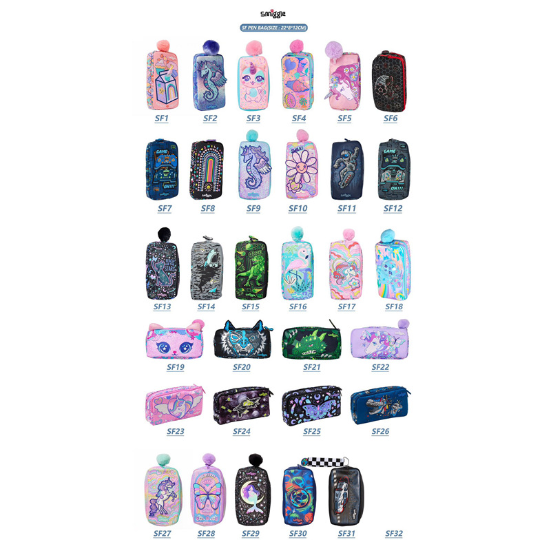 SMIGGLE Bolso para lápices Doble capacidad Cute Cartoon Niños Bolso de papelería para estudiantes de primaria Regalo de apertura