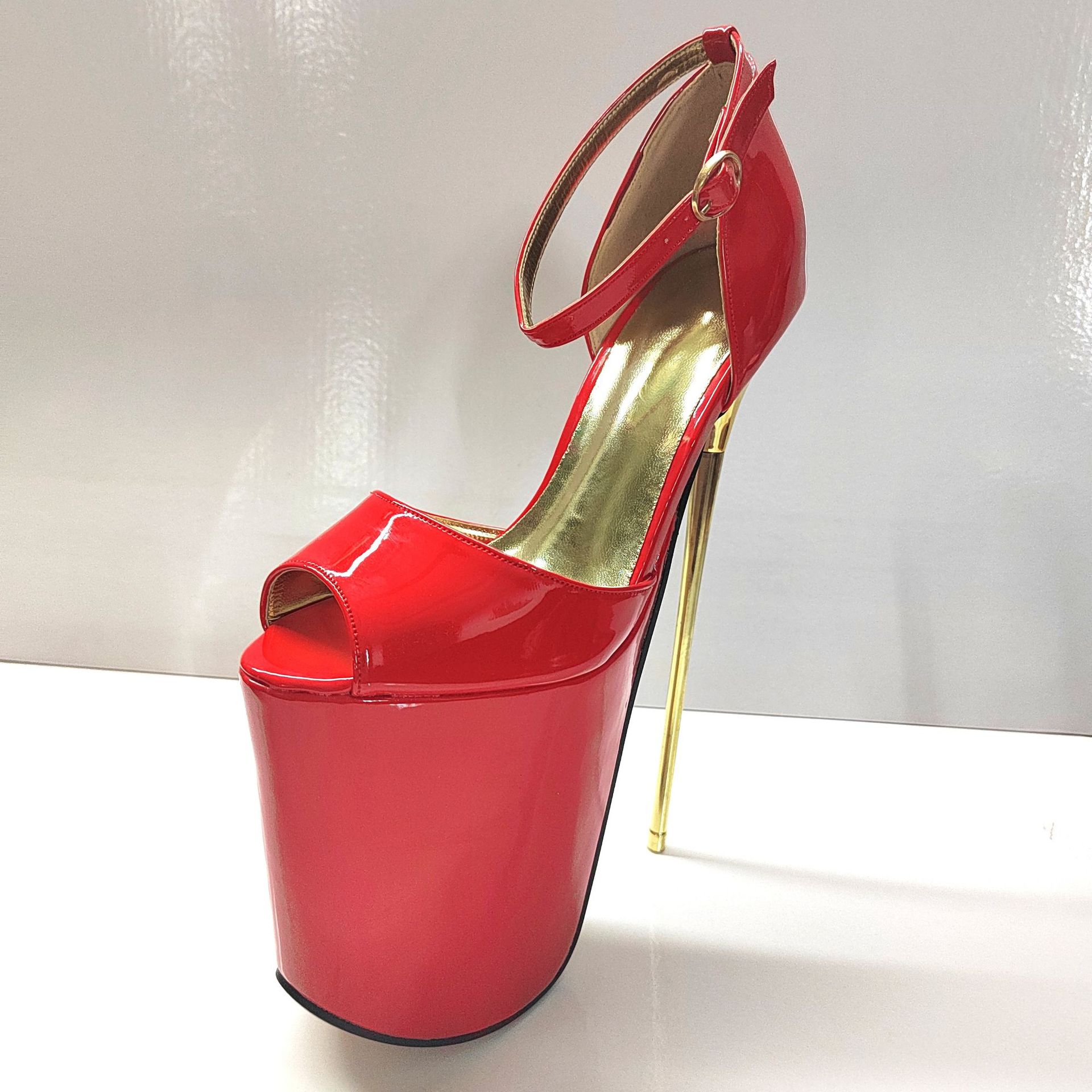 Sandal cao gót nữ hở mũi phong cách Âu Mỹ gợi cảm, gót thép 22 cm — Màu đen chi tiết 5