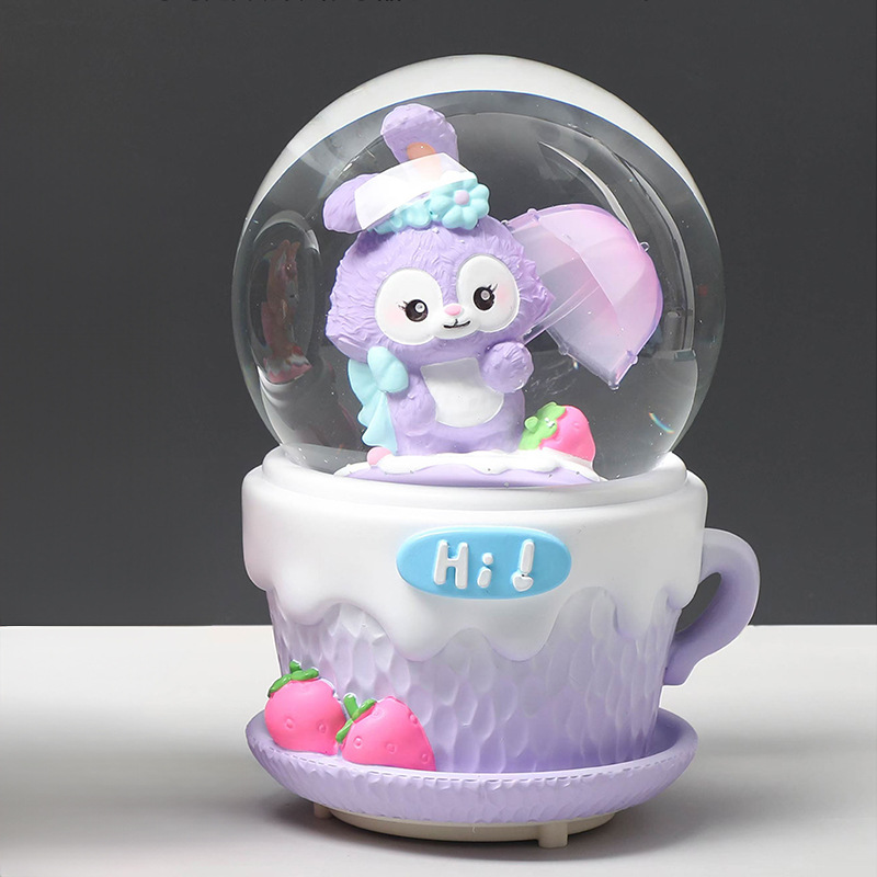 Pequeño libro rojo explosión dulce oso amarillo bola de cristal adornos luminosos giratorios caja de sonido regalos de vacaciones para niños