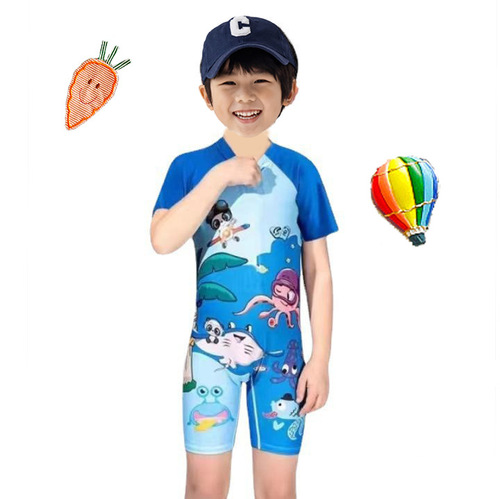 Summer Kids Swimwear for Boys Toddlers Little Boys One-piece Cute Baby Sun Protection Swimwear Swim Trunks Set from Korea