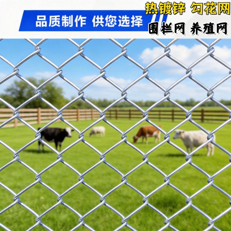 热镀锌勾花网现货批发户外养殖圈地铁丝网围栏包塑球场围网装饰挂