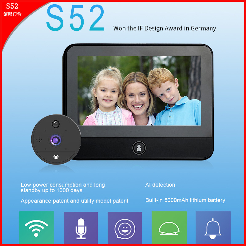 涂鸦高清猫眼WIFI可视监控门铃手机app远程警报家庭录像防盗系统