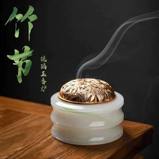 创意竹节琉璃玉香炉 家用室内沉香熏香炉茶道盘香炉香篆炉摆件