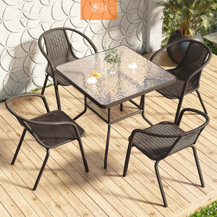 Outdoor Tables and Chairs, Balcony Open-Air Table and Chair Set, Small Garden Modern Iron Table and Chairs, Small Coffee Table, Outdoor Courtyard Table and Chairs