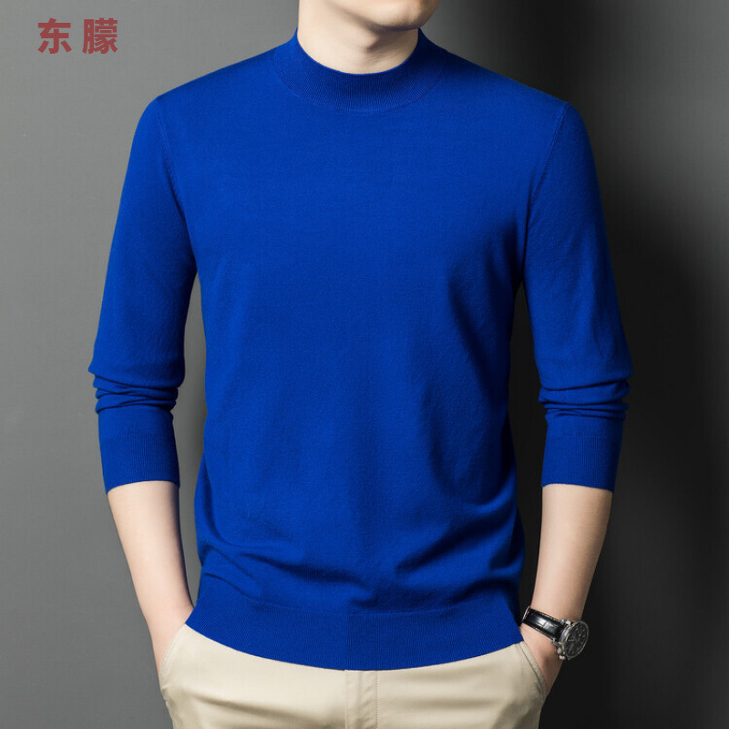 Autumn and Winter New Solid Color Long-Sleeve Men's Half-Turtleneck Slim-Fit Fashionable Casual Wool Sweater Wholesale Autumn and Winter New Solid Color Long-Sleeve Men's Half-Turtleneck Slim-Fit Fashionable Casual Wool Sweater Wholesale