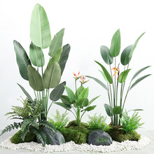 仿真绿植造景旅人蕉天堂鸟假树室内抖音网红直播间背景装饰造景